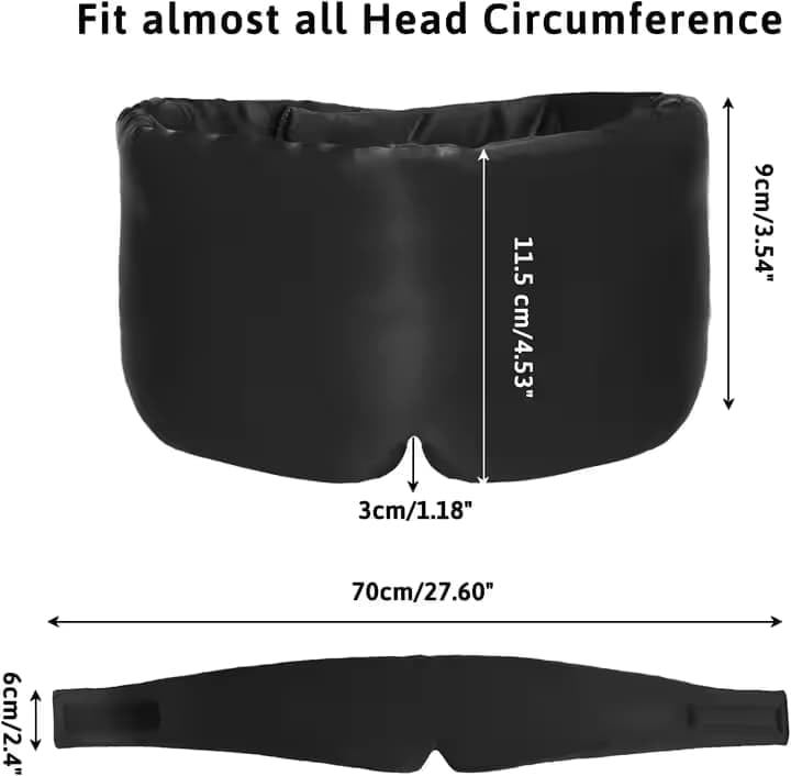 100% Mulberry Silk Sleep Mask, Large Adjustable Eye Cover for Sleeping, Comfortable, Pressure-Free and Breathable Sleeping Masks for Women Men - Black