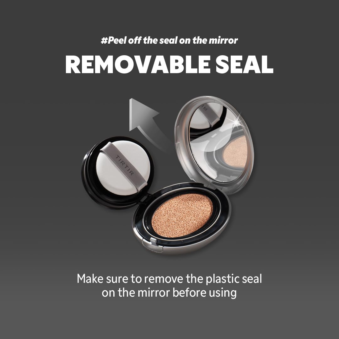 TIRTIR Mask Fit Aura Silver Cushion Foundation | Semi-glow Finish, Natural Coverage, Moisturizing, Lightweight, Korean cushion foundation (#43N Deep Cocoa, Full Size, 0.63 Fl Oz)