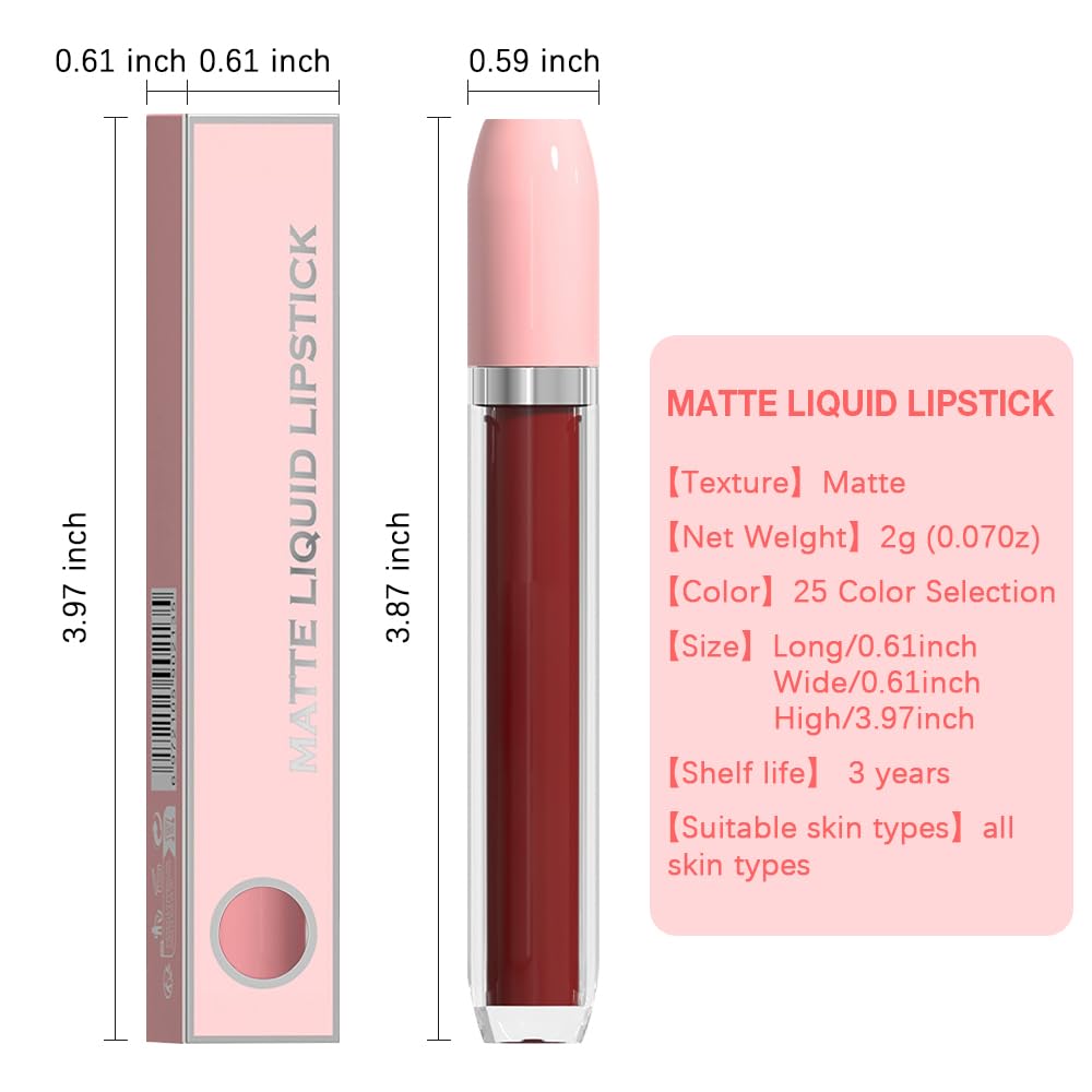 BINGBRUSH Super Matte Longwear No-Budge Stay On Smudge Proof Liquid Lipstick Long Lasting Makeup for Women,Highly Pigmented Color and Instant Shine, Cheeky
