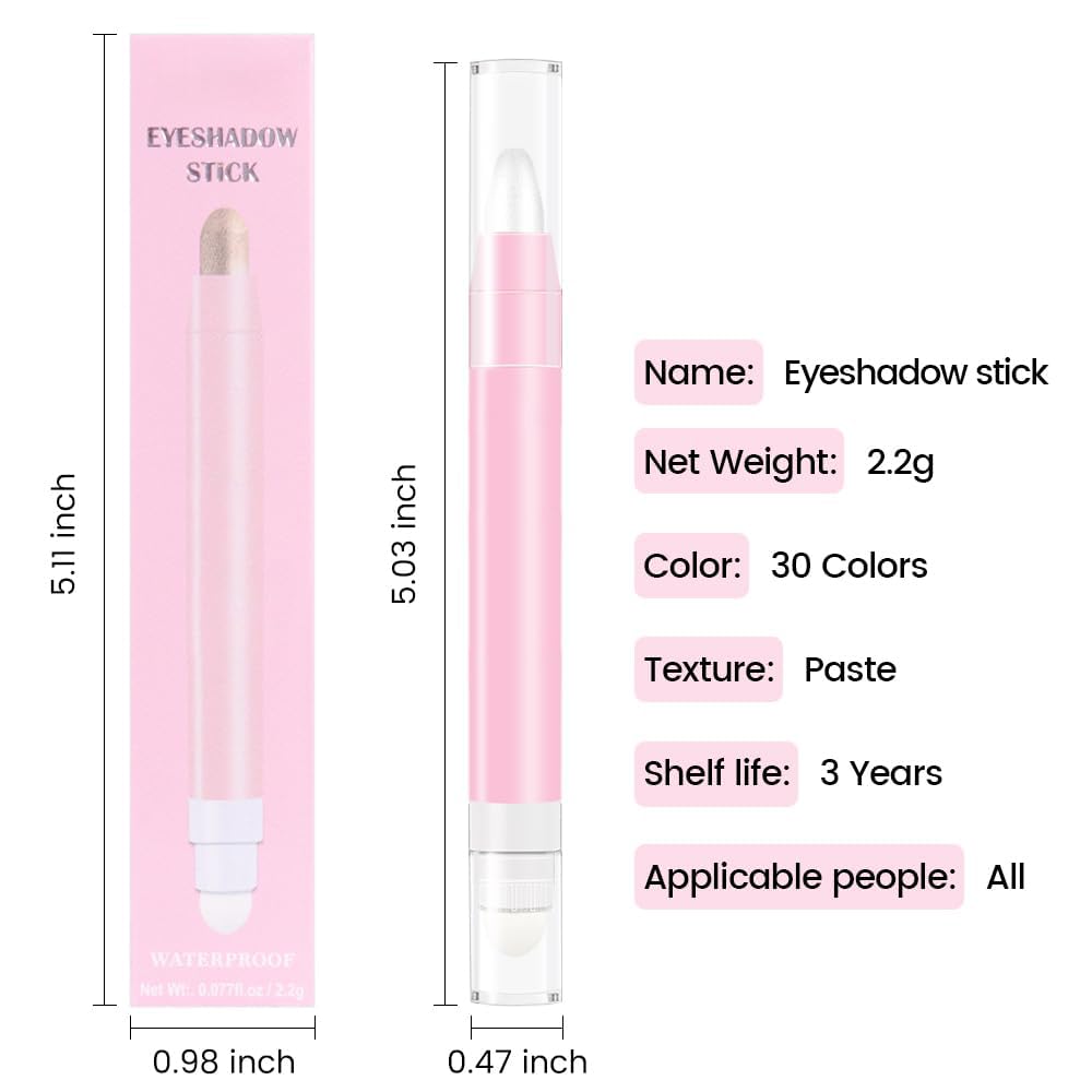 evpct 1Pcs Pearl White Shimmer Cream Eye Shadow Brightener Sticks for Eyes, Double Ended Cream Eyeshadow Stick Pencil Pen with Applicator, Eye Shadow Palette Highlighter Makeup Waterproof Pigmented 01