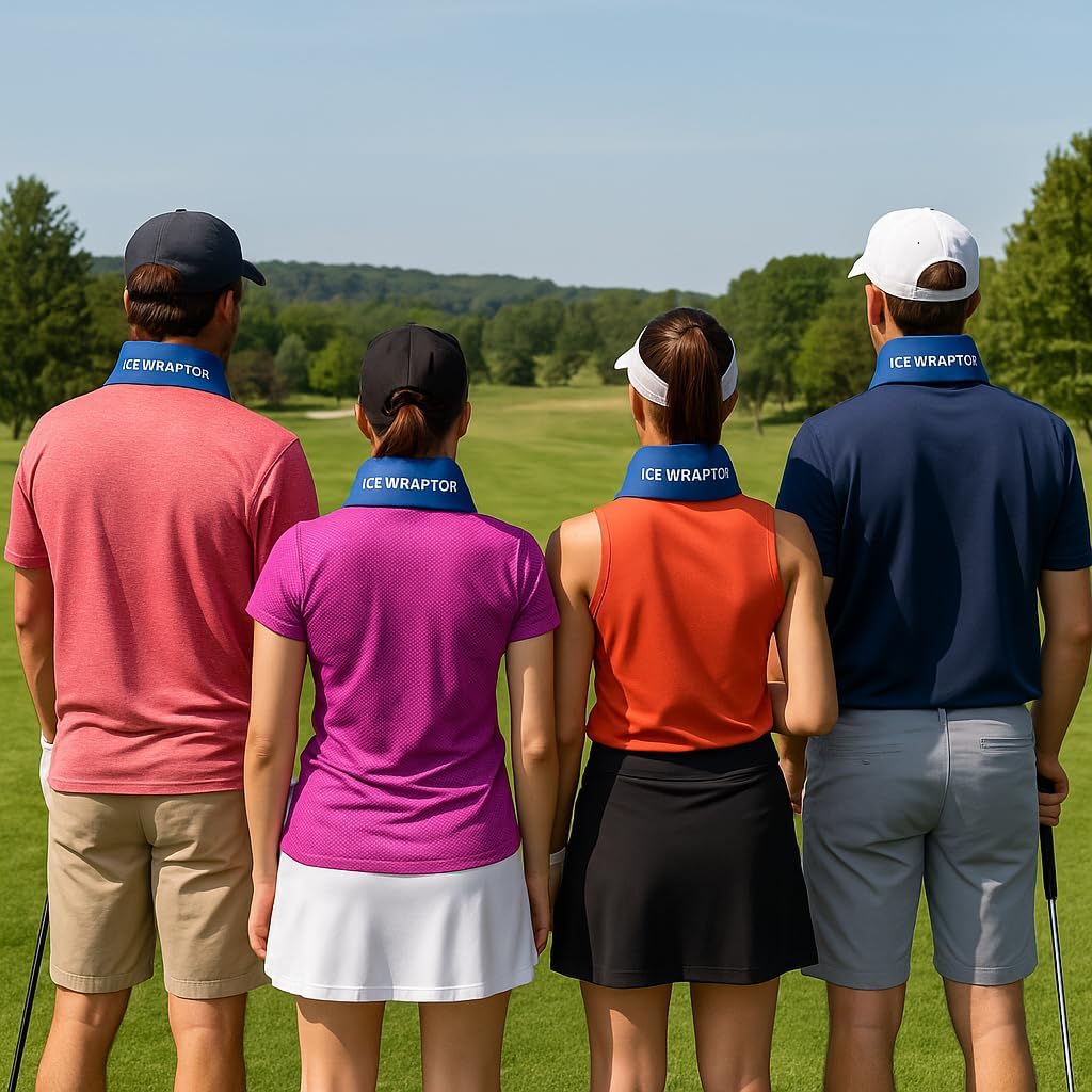 Ice Wraptor Bandana + 6 inserts:Just Add Water & freeze. Keep Neck, Head, oints Cool. Portable Ice Therapy for Pain Relief.Adjustable, Lightweight Comfortable- w/ 6 2.5"x15" Reusable Cryosheet Inserts