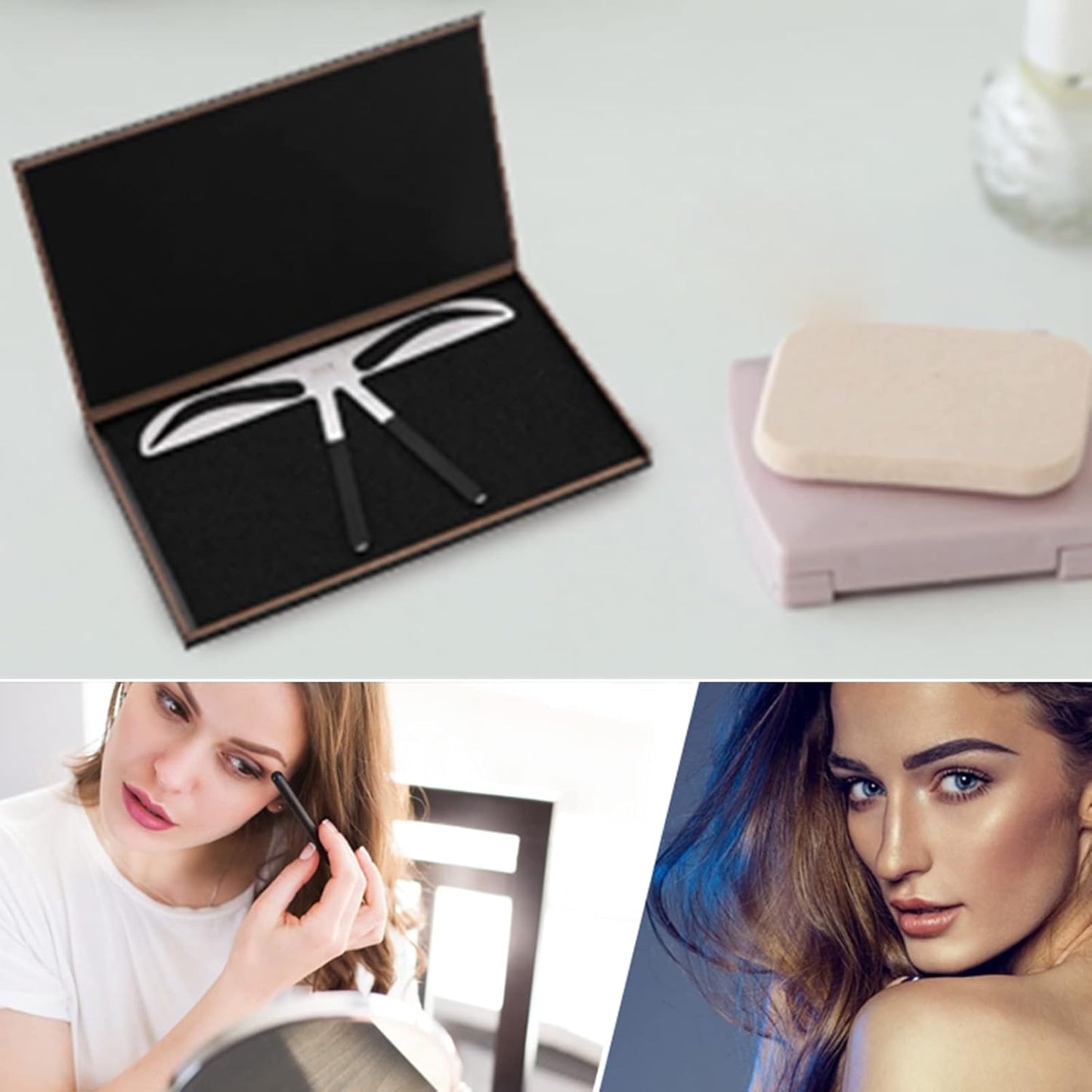 Eyebrow Ruler, 4 Types Eyebrow Stamp Stencil Kit Permanent Eyebrow Ruler Eyebrow Stencils Eyebrows Shape Reusable Eyebrow Measure Balance Extension Ruler Eyebrow Shape Stencil(Wave Type eyebrows)