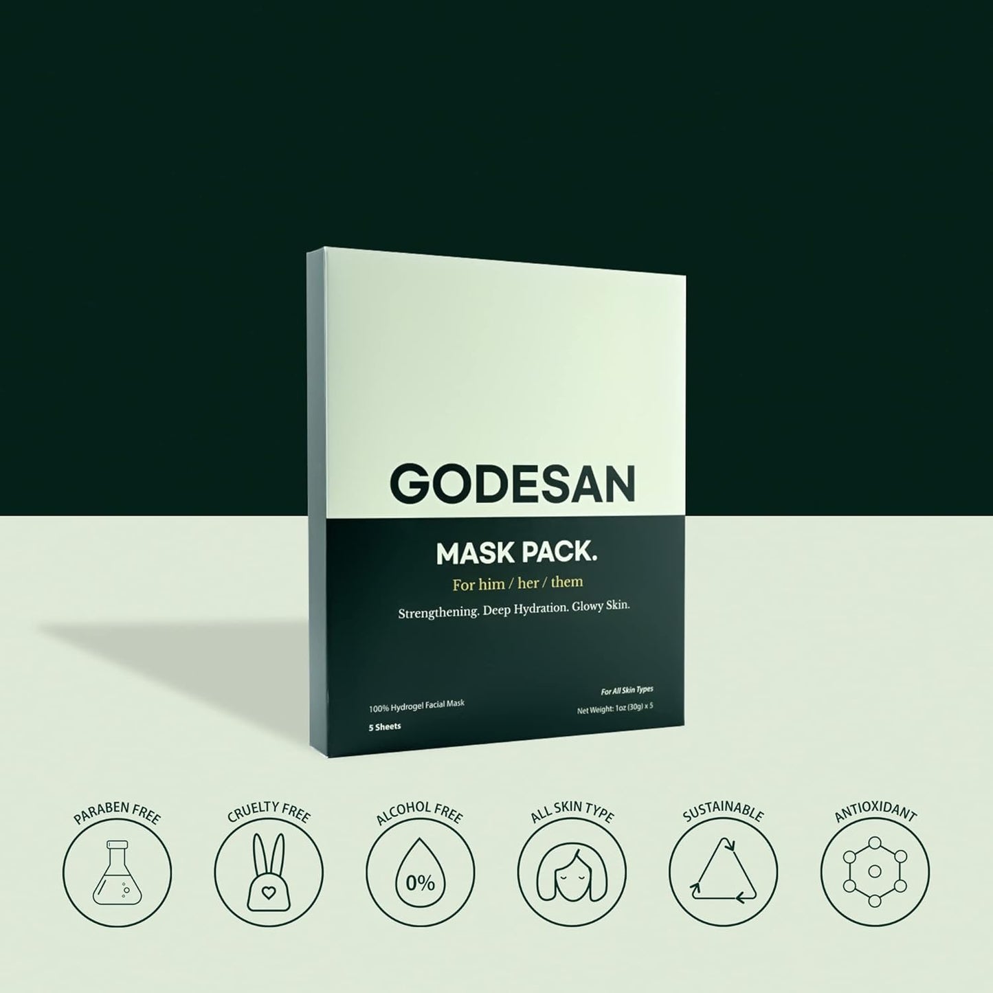 Hydrogel Face Mask Pack 5pcs - Rich Collagen, Deep Moisture, Ginseng, Tea Tree, Hyaluronic, Overnight Mask, All skin type