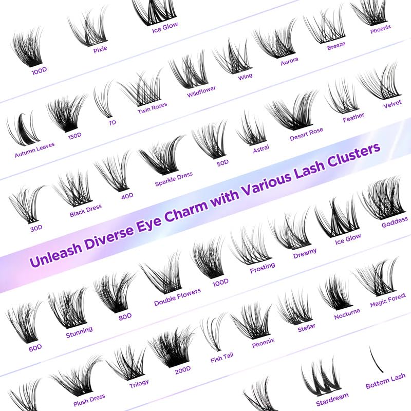 Lash Extension Kit DIY Lash Clusters Kit Eyelash Extensions Individual Lashes Extensions with (Bond,Seal,Tweezers,132Pcs,Dreamy,0.07D,10-16mm)