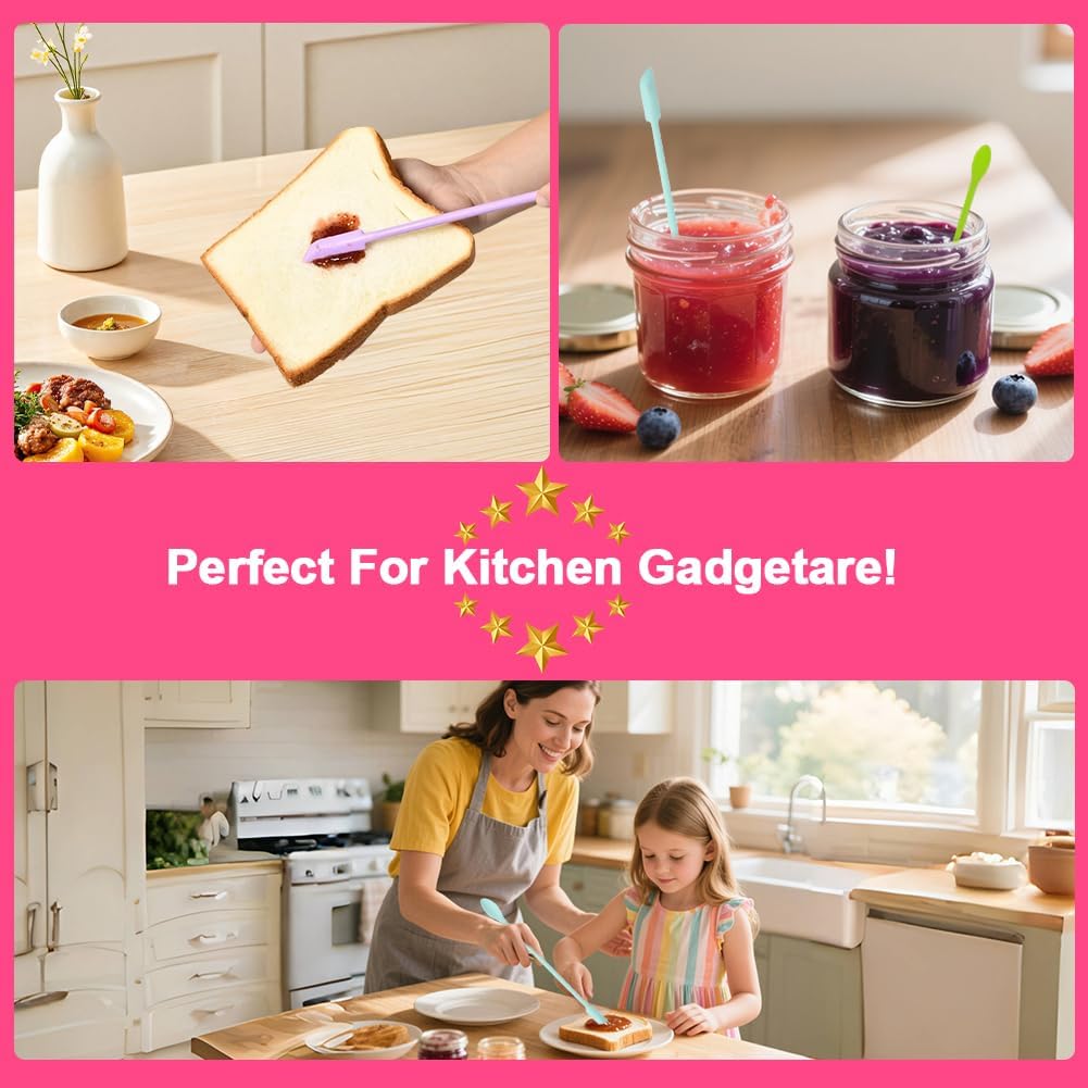 9 Pieces Mini Silicone Spatula-Makeup Spatula-Small Silicone Spatula-Thin Spatula Set for Skinny Openings-Abnaok Tiny Scraper for Jar,Kitchen Bottles,Cosmetic