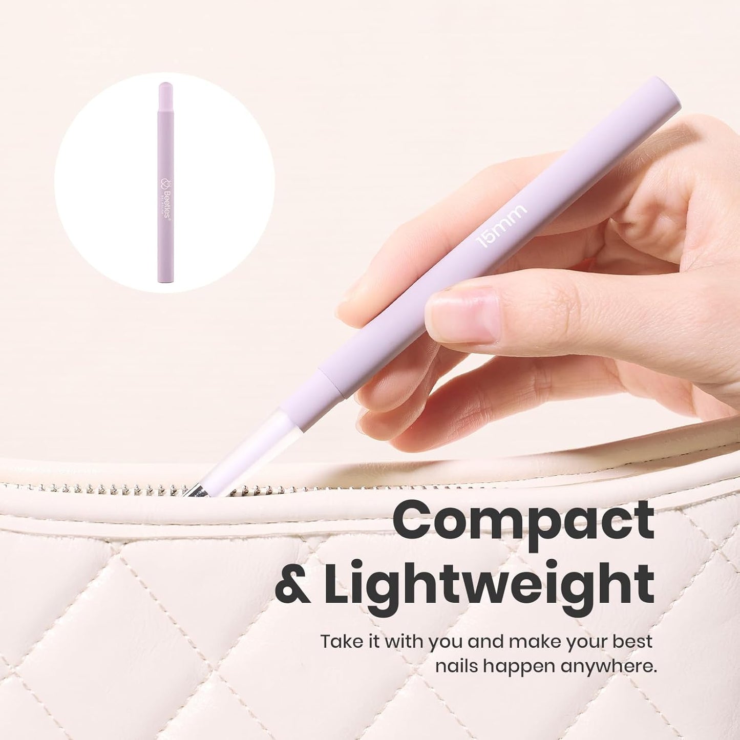 Beetles Nail Art Brushes, 1pcs Liner Brush Size 15mm Painting Art Design Manicure Pen Detachable Handle and Protect Cap Professional Nail Tools for Lines, Details, Fine Drawing