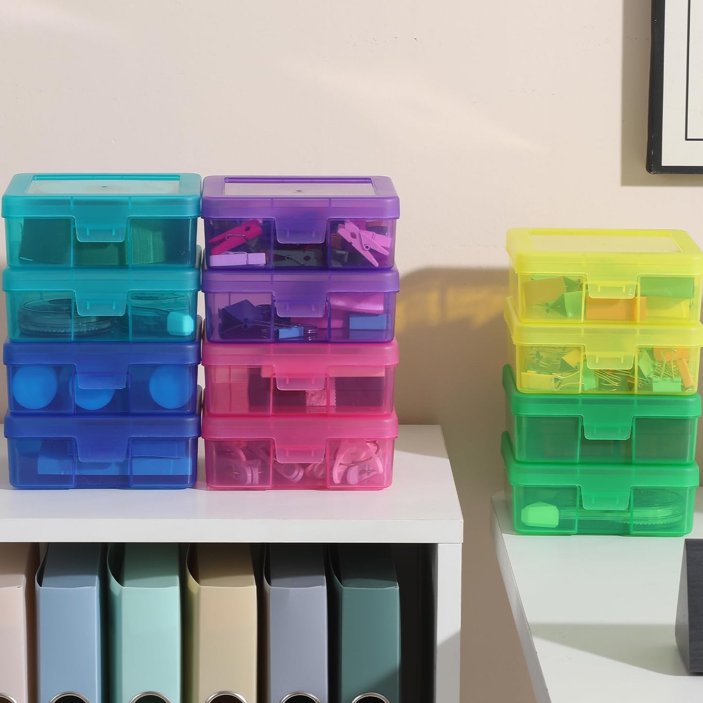 18 Pack Small Plastic Storage Containers Color Arts & Crafts Storage Boxes & Organizers Stackable Small Containers With Lids For Organizin (Set 2)