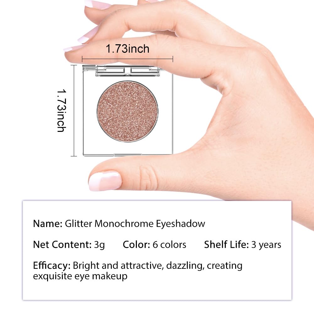 Champagne Rose Gold Monochrome Shimmer Eyeshadow Palette Makeup,Long Lasting Naturing-Looking Lightweight Glitter Single Eyeshadow,Neutral Powde Eye Shadow for Older Women