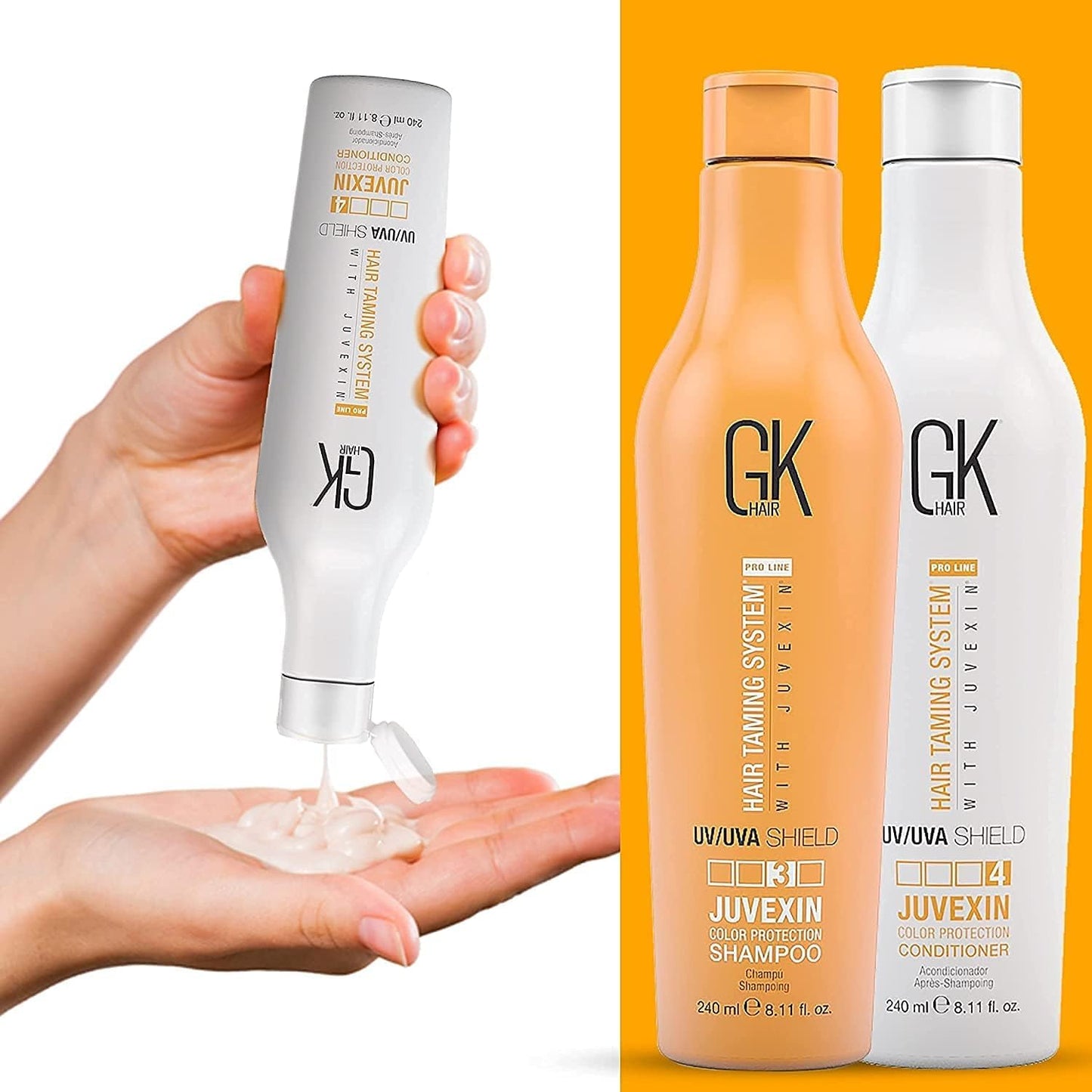GK Hair Shield Shampoo and Conditioner – UV/UVA Protection for Color-Treated Hair – Hydrates, Prevents Fading and Split Ends – Anti-Frizz Formula for Softer, Stronger Hair