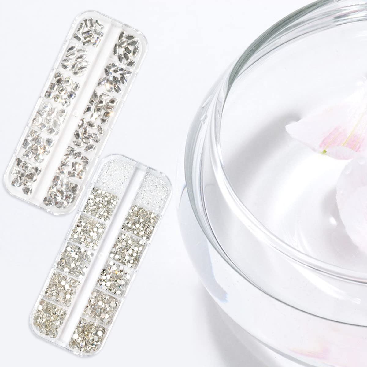 4080Pcs Silver Clear Nail Rhinestones Crystal White Stones More Quantity 1.5-4mm Flatback Round Beads K9 Glass Gems Nail Art Diamonds Jewels Charms for Nails Face Eyes Makeup Shoes DIY Crafts