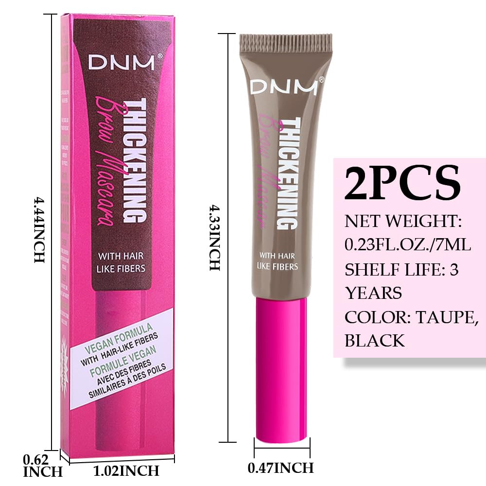 Tinted Thickening Brow Mascara,Brow Fast Sculpt,Waterproof, Transfer-proof, Brush to Fill in Eyebrows and Cover Gray Hairs - Cruelty Free (2pcs 01 Taupe &08 Black)