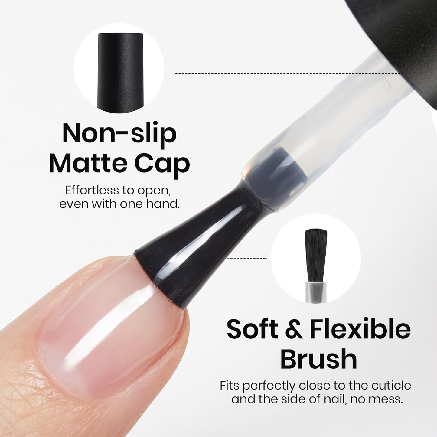 Beetles 15ml No Wipe Gel Base Coat – Base Coat Gel Nail Polish Long-Lasting UV LED Soak Off Manicure, Strong Adhesion Low Odor Toxin-Free for Natural & Artificial Nails, Salon & DIY Use