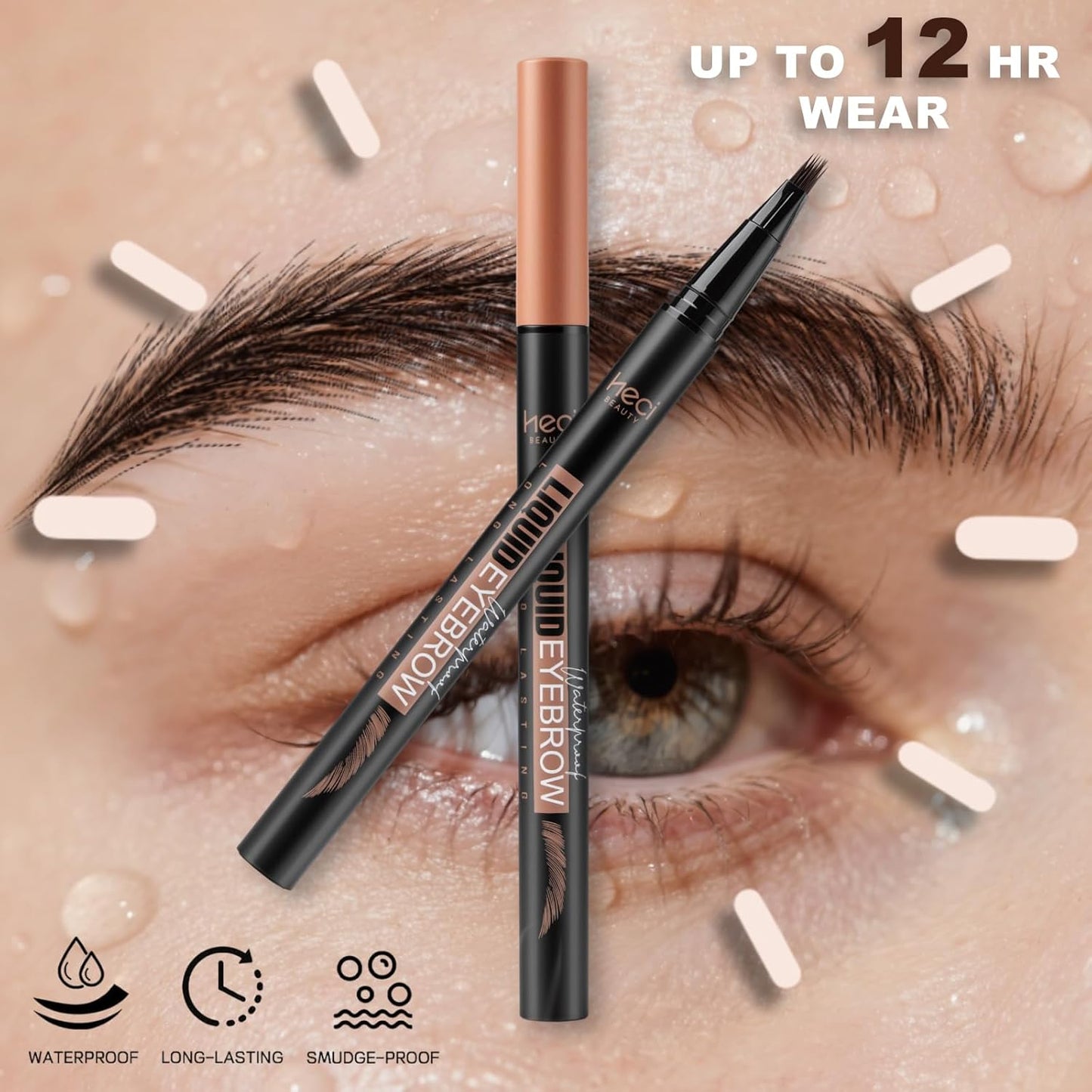 Microblading Eyebrow Pen Hair Stroke Brush, Waterproof Liquid Eyebrow Pencil for Women, Shapes & Fills Hair-Like Looking Brows, 24hrs Long-Lasting, Easy to Use, Multiple Uses, Gifts for Her,Chocolate