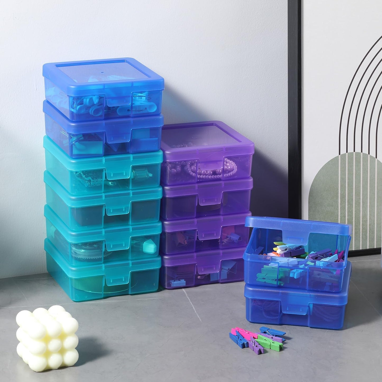 18 Pack Small Plastic Storage Containers Clear Arts & Crafts Storage Boxes & Organizers Stackable Small Containers With Lids For Organizin (Set 4)