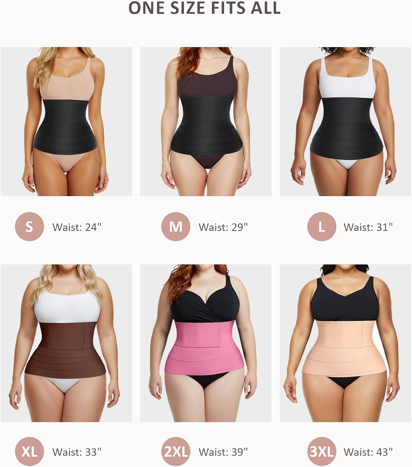 FeelinGirl Waist Trainer for Women Bandage Wrap Trimmer Belt Long Torso Tummy Wraps Belly Body Shaper Waist Trimmer Belt