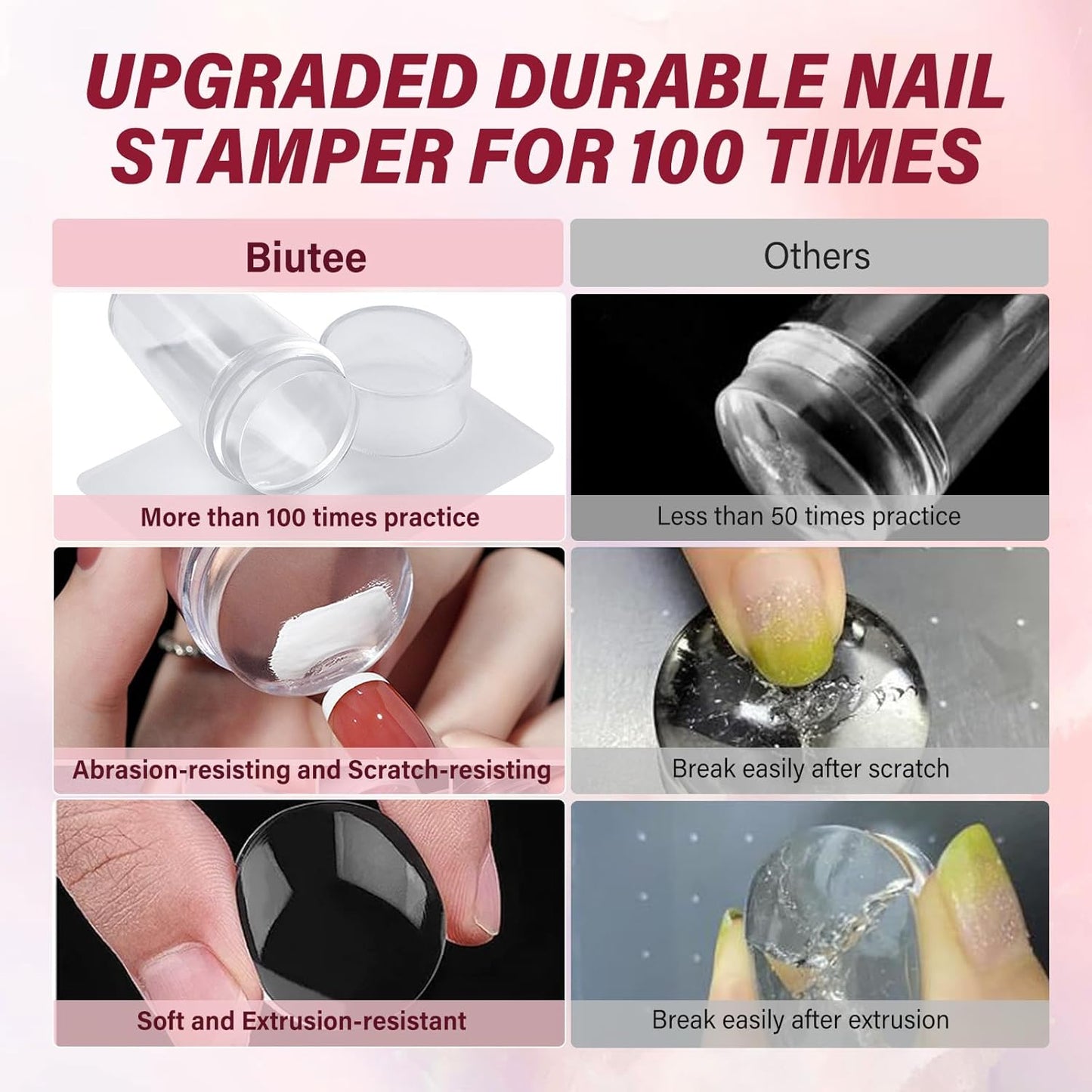 Biutee Nail Stamper Kit Nail Art Stamping Plate Set 4 PCS Stamping Nail Polish Gel 2PCS Large Stamp Plate 110 Patterns Jelly Silicone Stamper Scraper Stamp Template Kit French Line Lace Flower Design