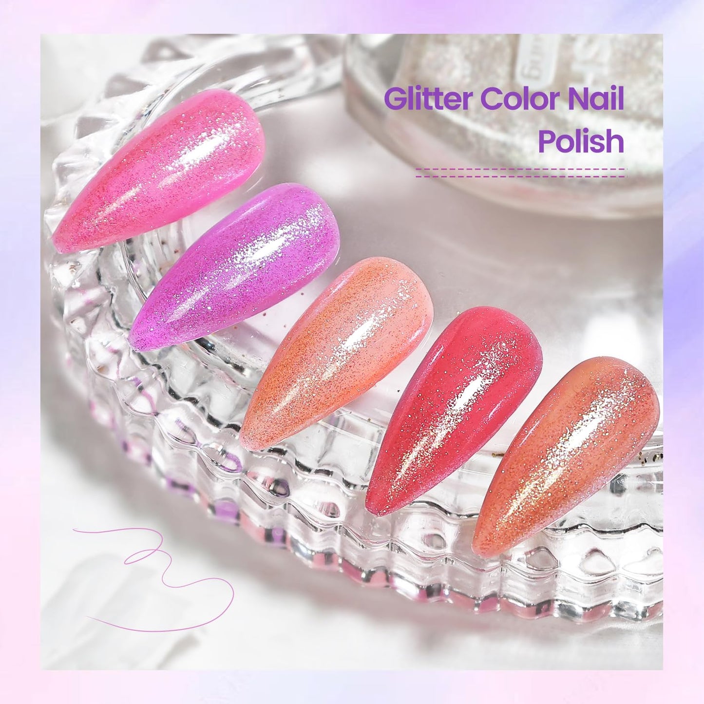 16.5ml Glitter Nail Polish, Shine Glitter Quick Dry, Natural Lustrous Enamel, Match Any Color for DIY Manicure & Pedicure