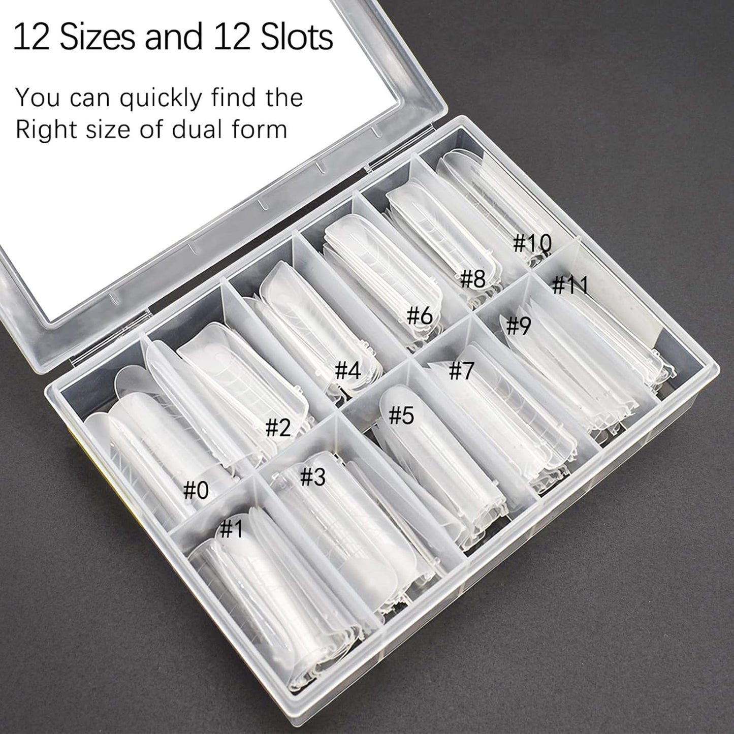 120 Pcs Dual Nail Forms,Matte Square & C-Curved Extension Poly Nail Gel Nail Molds 12 Sizes for Gel Glue, Full Cover Nail Art Design Salon & DIY