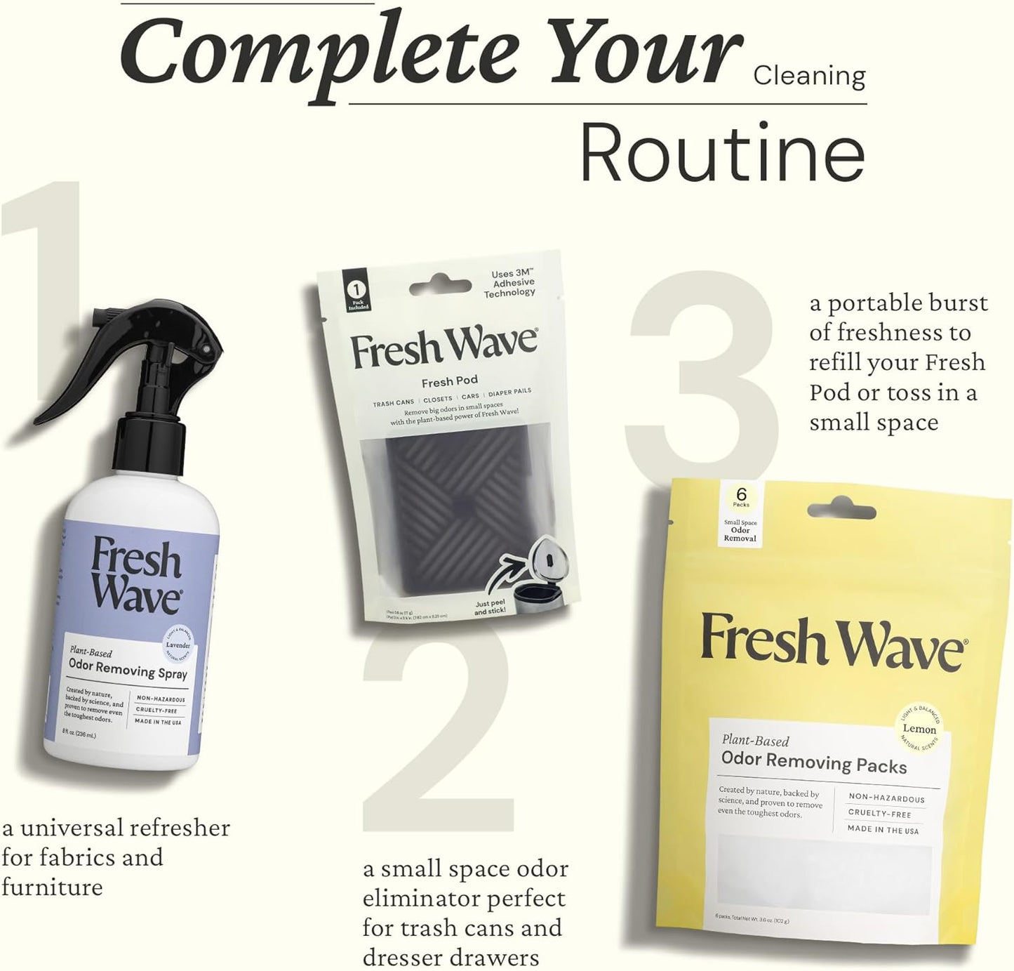 Fresh Wave Lavender Scent Odor Removing Spray, 8 fl. oz. | Pack of 2 | Odor Absorber for Home, Furniture, Fabrics & Trash | Safer Odor Relief