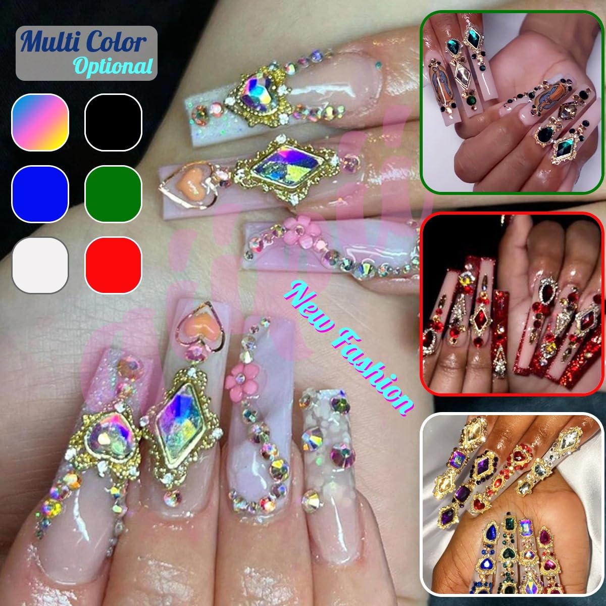 24pcs Crystal Silver Clear Luxury Nail Charms +2000pcs Crystal White Stones 3D Big Nail Gems K9 Glass Crystals Diamonds Jewels Alloy Nail Art Studs Supplies for Nails Face Makeup Crafts Clothes