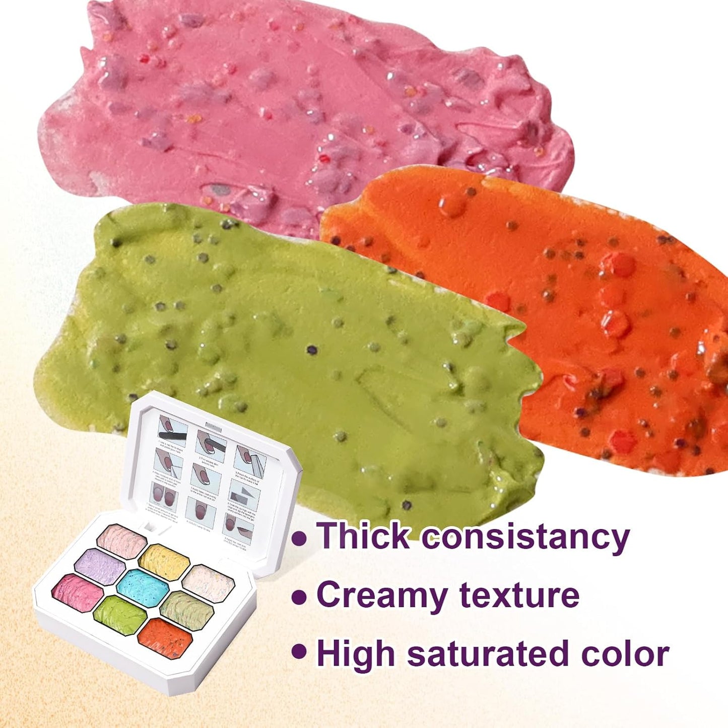 Gradient Painting Gel, 9 Colors Ombre Gel Nail Polish for 3D Sculpture Gel comes with Dotted Decorations Aura Nails French Manicure Soak Off UV Long-lasting Home Salon DIY Candy Cane Cream