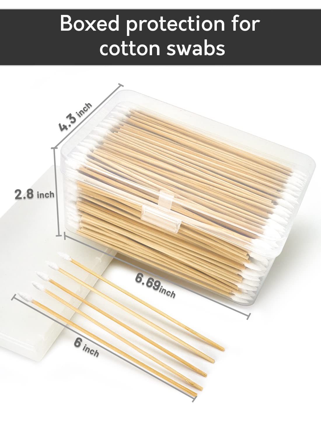 500 PCS 6-Inch Precision Gun Cleaning Swabs with Storage Case - Lint-Free Bamboo-Handle Long Cotton Swabs for Gun Cleaning, Makeup & Electronics