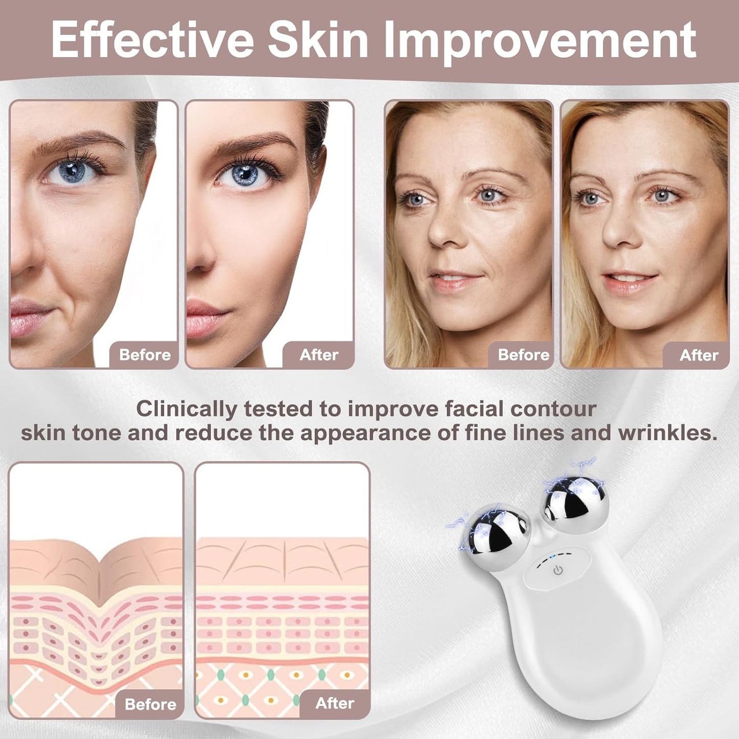Microcurrent Face Device, USB Microcurrent Facial Shaping Tool for Facial Wrinkle Removal and Anti-Aging,Mini Microcurrent Face Lift Device for Face Lifting and Facial Sculpting (White)