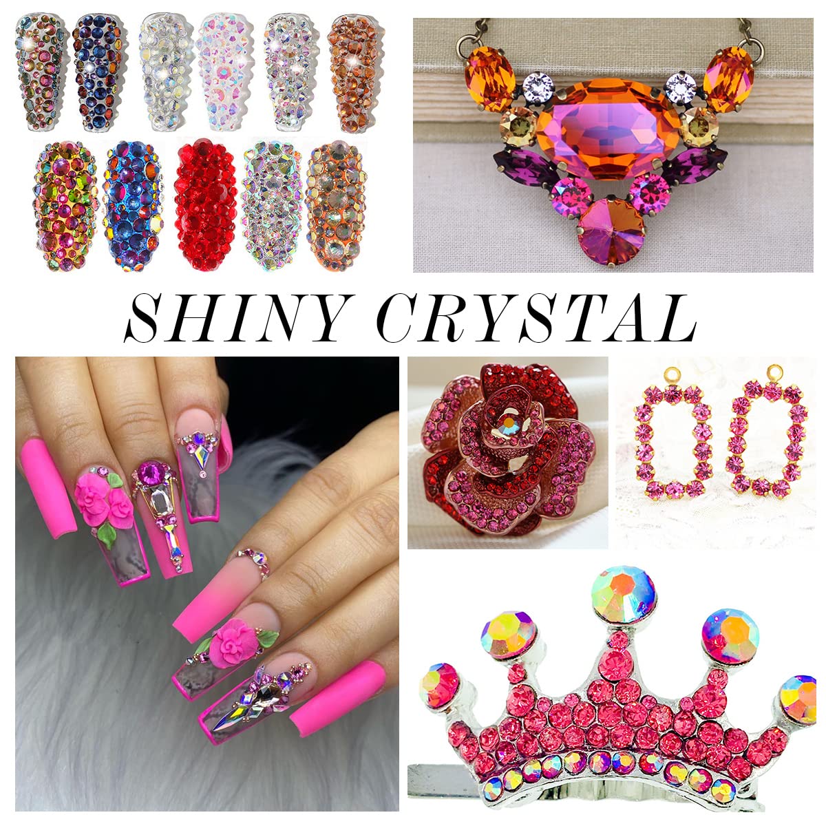 1440Pcs Rose Crystal Rhinestones,Glass Flatback Rhinestones Gemstones for Nail Face Makeup Art Crafts Clothes Decoration -(SS12,3.0mm,Rose)