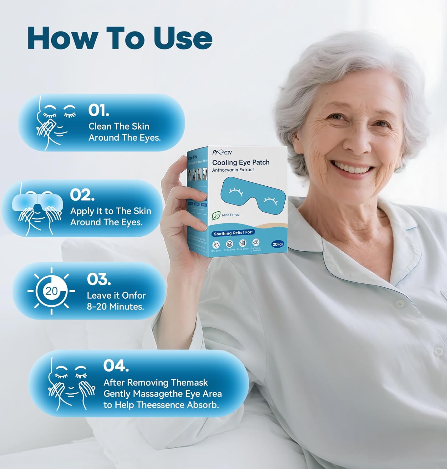 20 Packs Hydrogel Eye Mask Disposable Cold Therapy Sleep Mask Soothing Headache Relief Dry Eye, Stress Relief Relief Eye Fatigue, Cooling Eye Masks for Puffy Eyes Travel Essentials