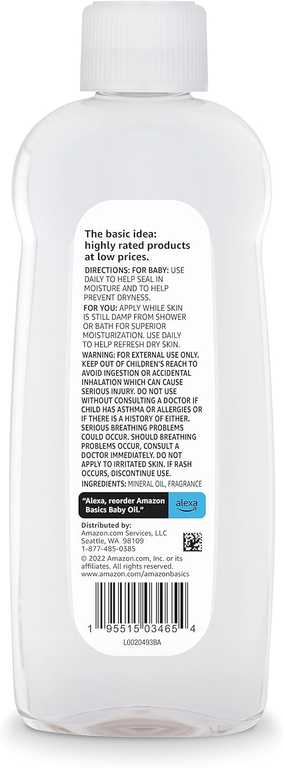 Amazon Basics Baby Oil, Lavender Scented, 14 Fluid Ounce, 1-Pack (Previously Solimo)