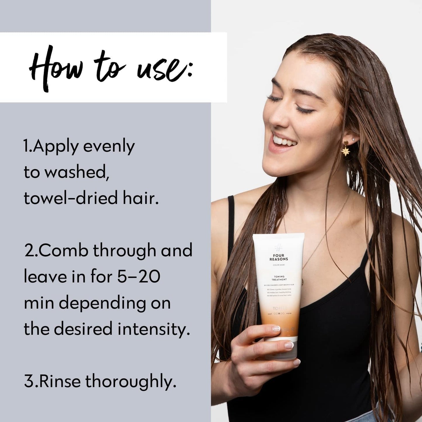 FOUR REASONS Toffee Toning Treatment - Color Depositing Conditioner for Color-Treated Hair - Semi Permanent Hair Toner, Vegan and Cruelty-Free (27 Shades), 6.76 fl oz