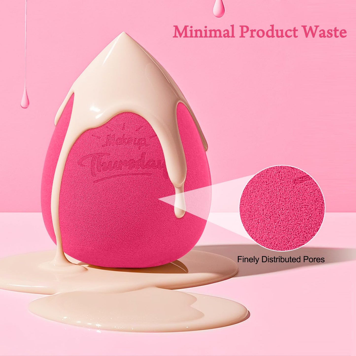 Real Perfection Makeup Sponge Set Blender Sponges, Latex-Free Beauty Makeup Sponges 7 pcs with 1 Travel Container Case for Blending Foundation Liquid Cream and Powder (Rose Red)