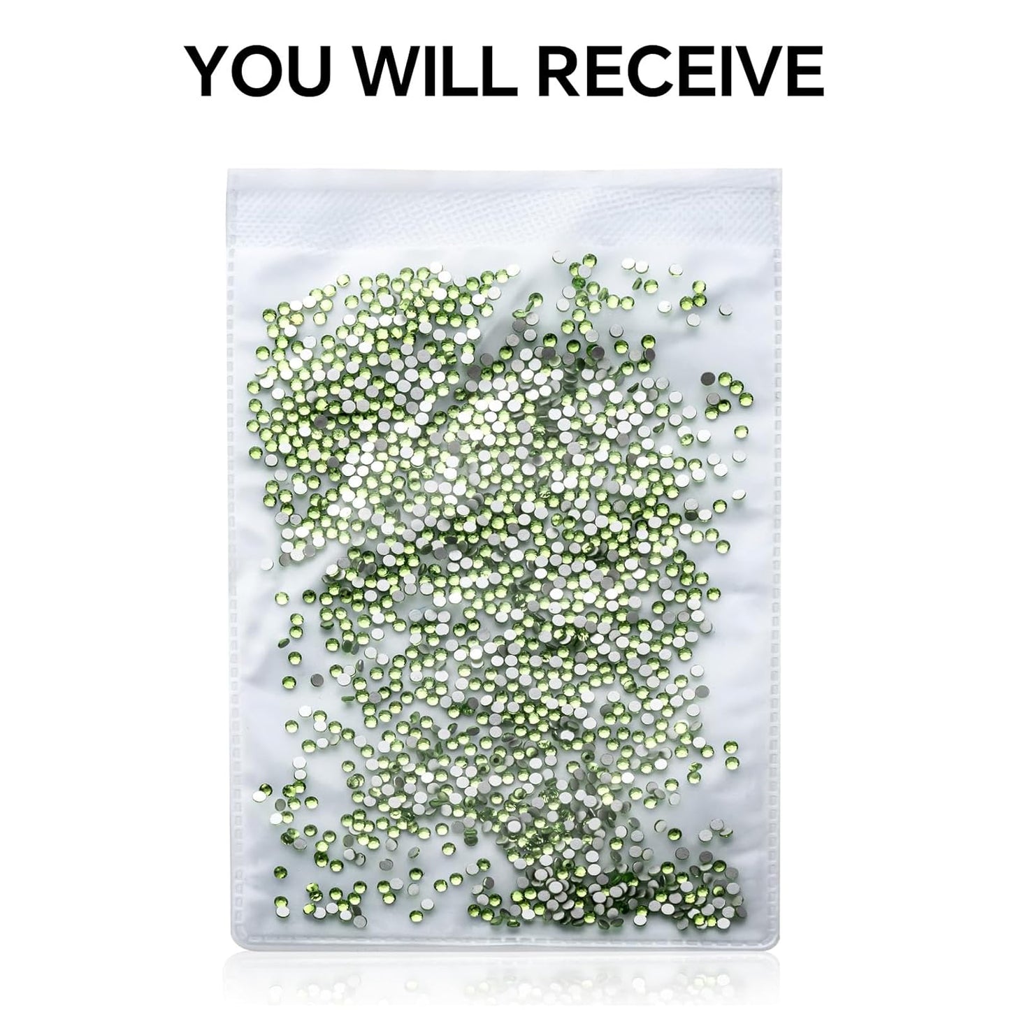 1440Pcs Light Green Crystal Rhinestones,Glass Flatback Rhinestones Gemstones Small for Nail Face Makeup Art Crafts Clothes Decoration - (SS8,2.4mm,Light Green)