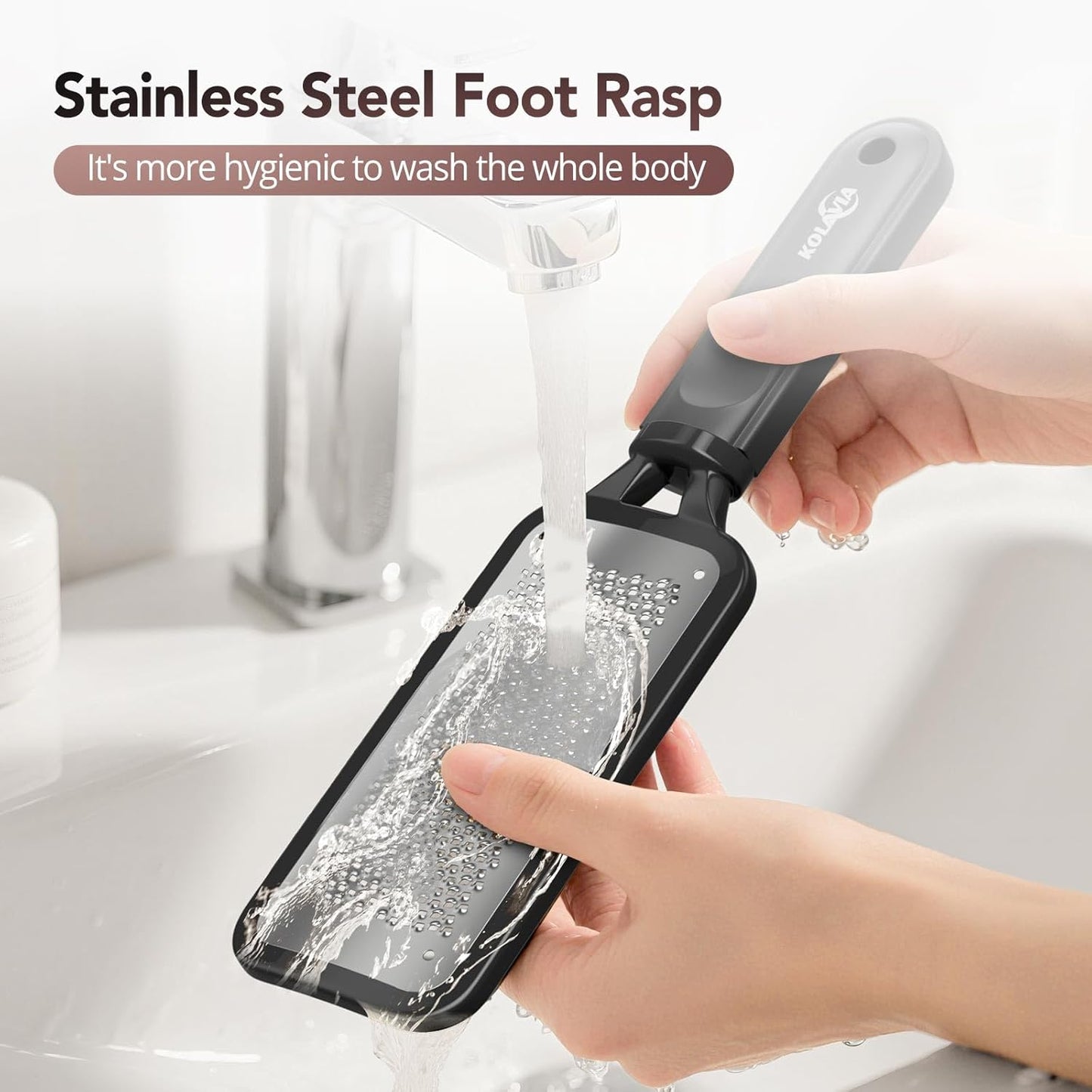 2 Pack Foot File Callus Remover, Durable Foot Scrubber for Hard Dead Skin, Foot Rasp and Double-Sided Foot Heel Scraper for Cracked Heels & Corns, Stainless Steel Pedicure Feet File Tool