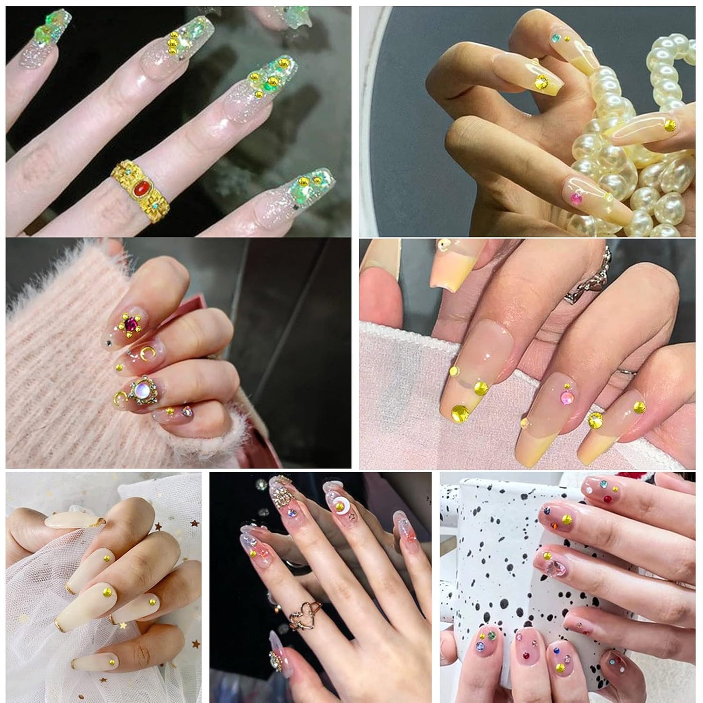 Beadsland 2880pcs Flat Back Crystal Rhinestones Round Gems for Nail Art and Craft Glue Fix,Lemon Yellow,SS4,1.5-1.7mm