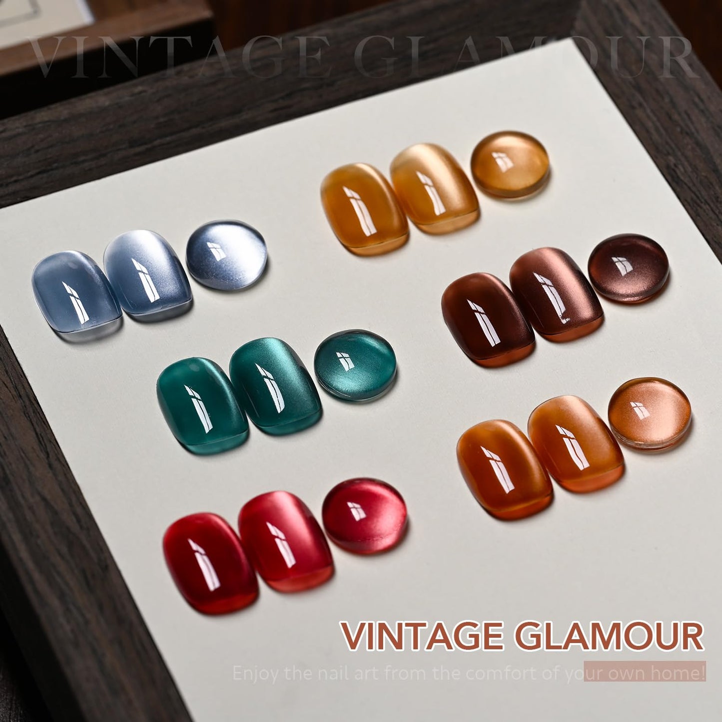 GAOY Silk Glitter Cat Eye Gel Polish Set with Magnet, 6 Colors IncludingJelly Red Green Brown Yellow UV LED Soak Off Nail Polish Home DIY Manicure Nail Salon Varnish