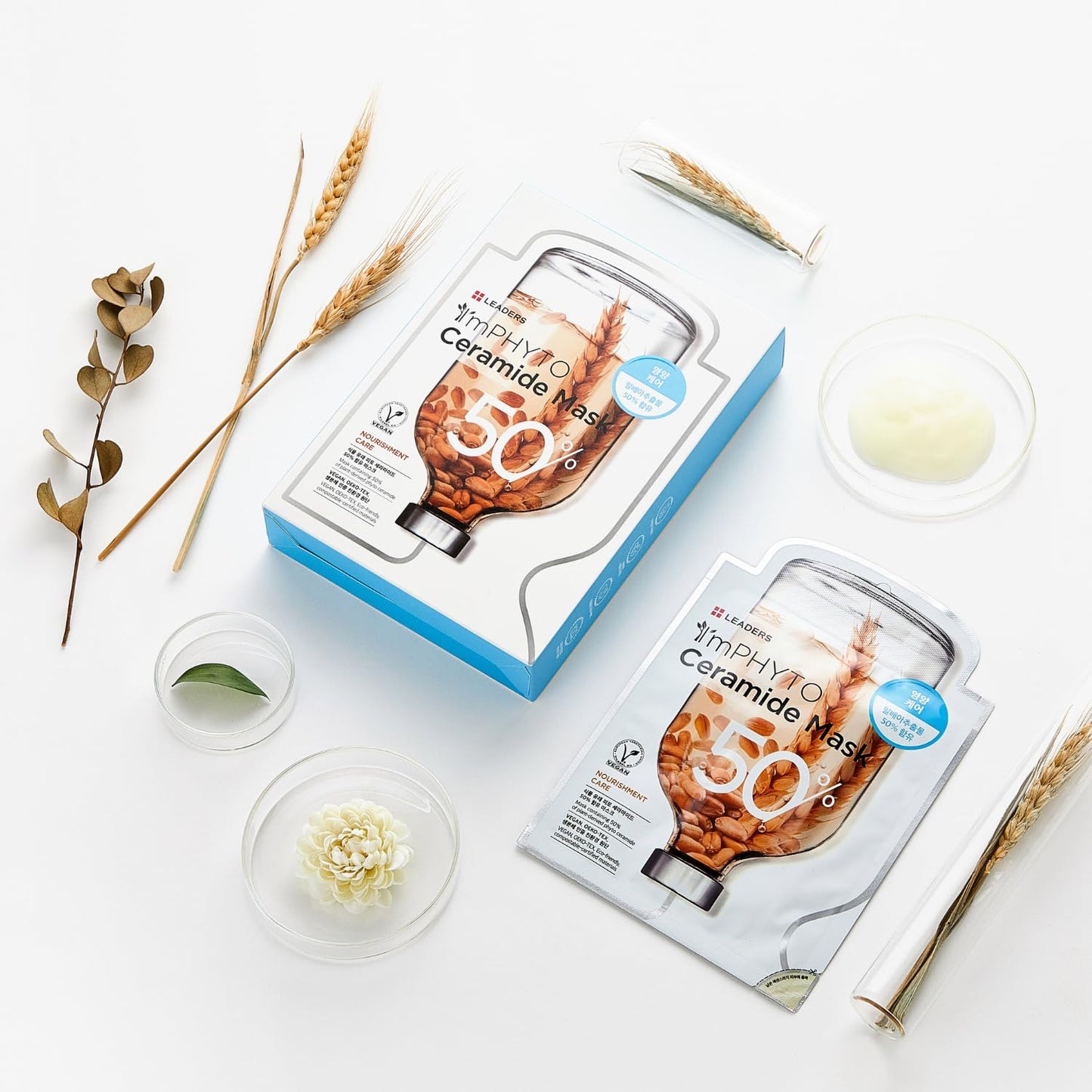 I'MPHYTO Leaders Facial Mask 10 Sheet Ceramide Vegan Mask | Deep Nourishing & Skin Barrier Strengthening | Plant-Based Ingredient from Fermented Wheat Germ Extract & Macadamia Seed Oil