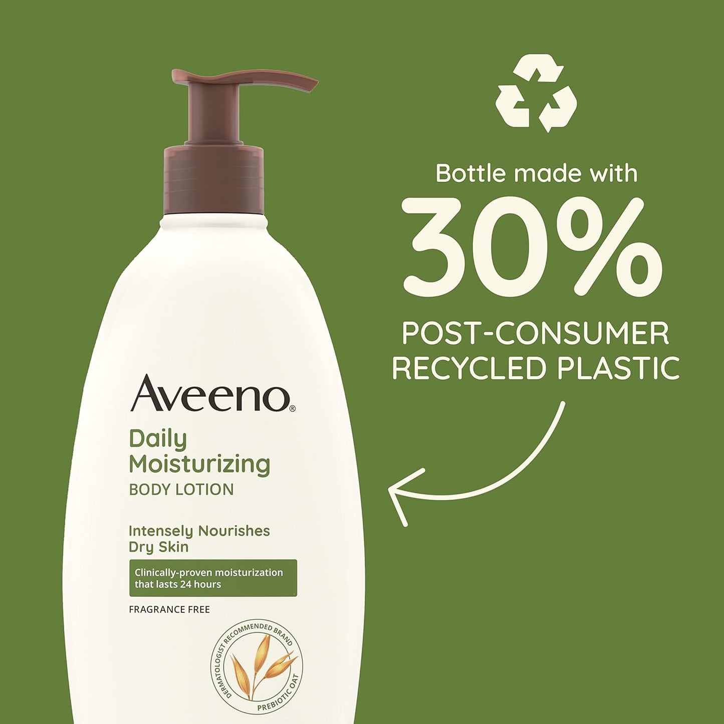 Aveeno Daily Moisturizing Body Lotion with Soothing Prebiotic Oat, Gentle Lotion Nourishes Dry Skin, Paraben-, Dye- & Fragrance-Free, Non-Greasy & Non-Comedogenic, Value Size, 33 fl. oz