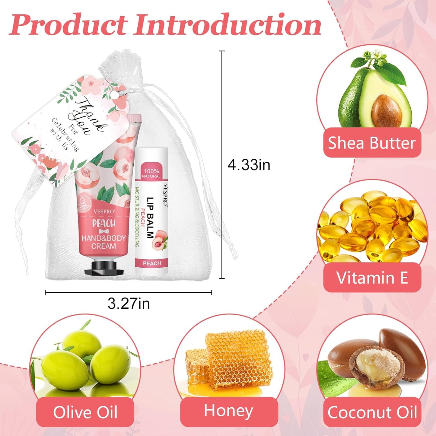 80 Sets Bulk Hand Cream and Bulk Lip Balm Gifts, Bridesmaid Gifts, Baby Shower Party Favors and Bridal Shower Gifts for Guests with Thank You Card Organza Bags, Thank You Gifts for Coworkers Women