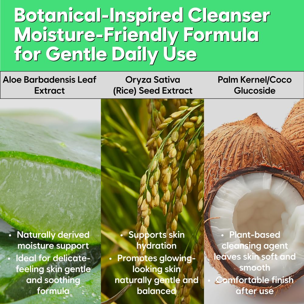 Aloe Fermentation Cleansing Milk, Hydrating Makeup Remover with Organic Aloe & Rice, Creamy Cleanser for Dry, Sensitive Skin, Supports Skin Barrier, Korean Skincare, 6.76 fl oz (200ml)