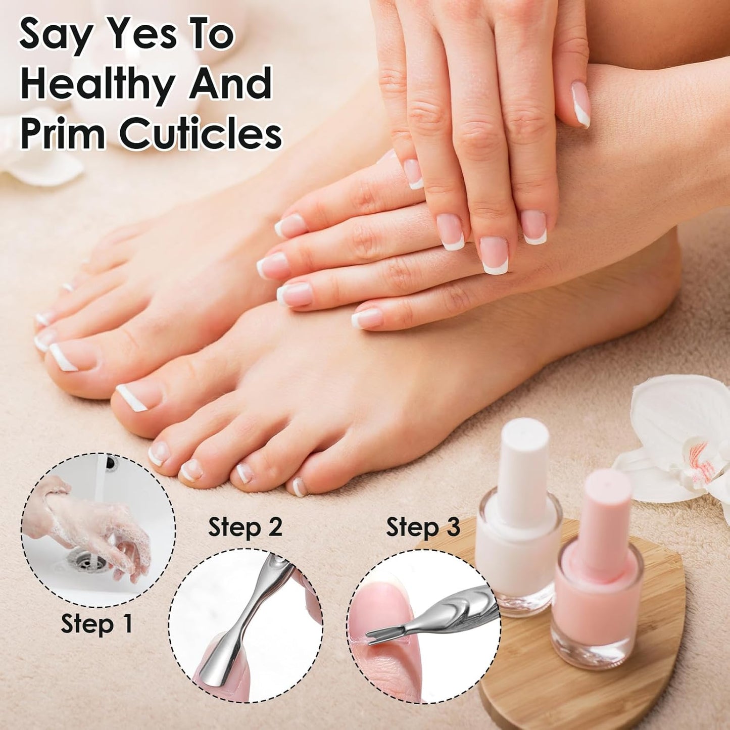 2 Pcs Cuticle Pushers with Fork, 2-in-1 Cuticle Trimmer Professional Nail Scraper Cuticle Remover Stainless Steel Nail Care Tool Dead Skin Cutter for Manicures, Pedicures