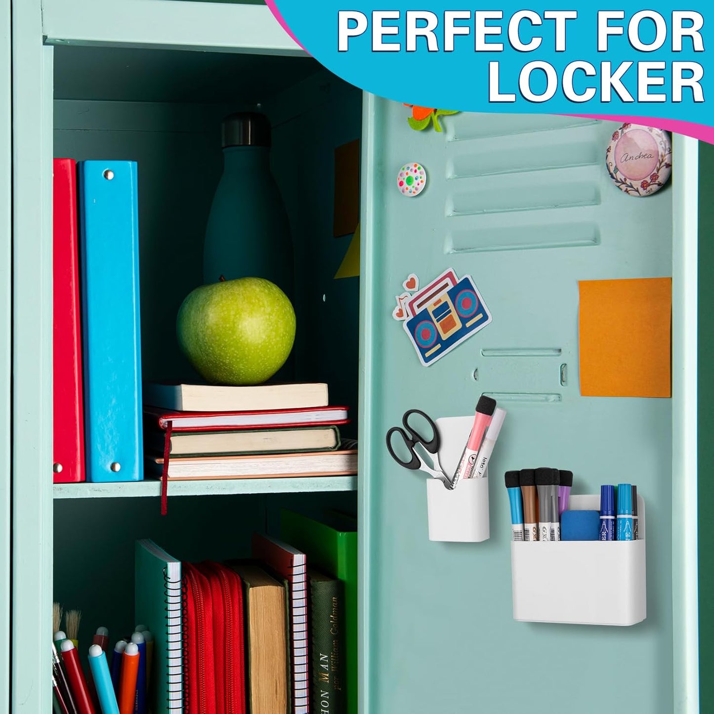 Grtard 4 Pack Magnetic Pen Holder, Magnetic Marker Holder for Whiteboard, Magnetic Dry Erase Marker Holder, Magnetic Pen Holder for Refrigerator, Magnetic Pencil Holder, Magnet Locker Organizer