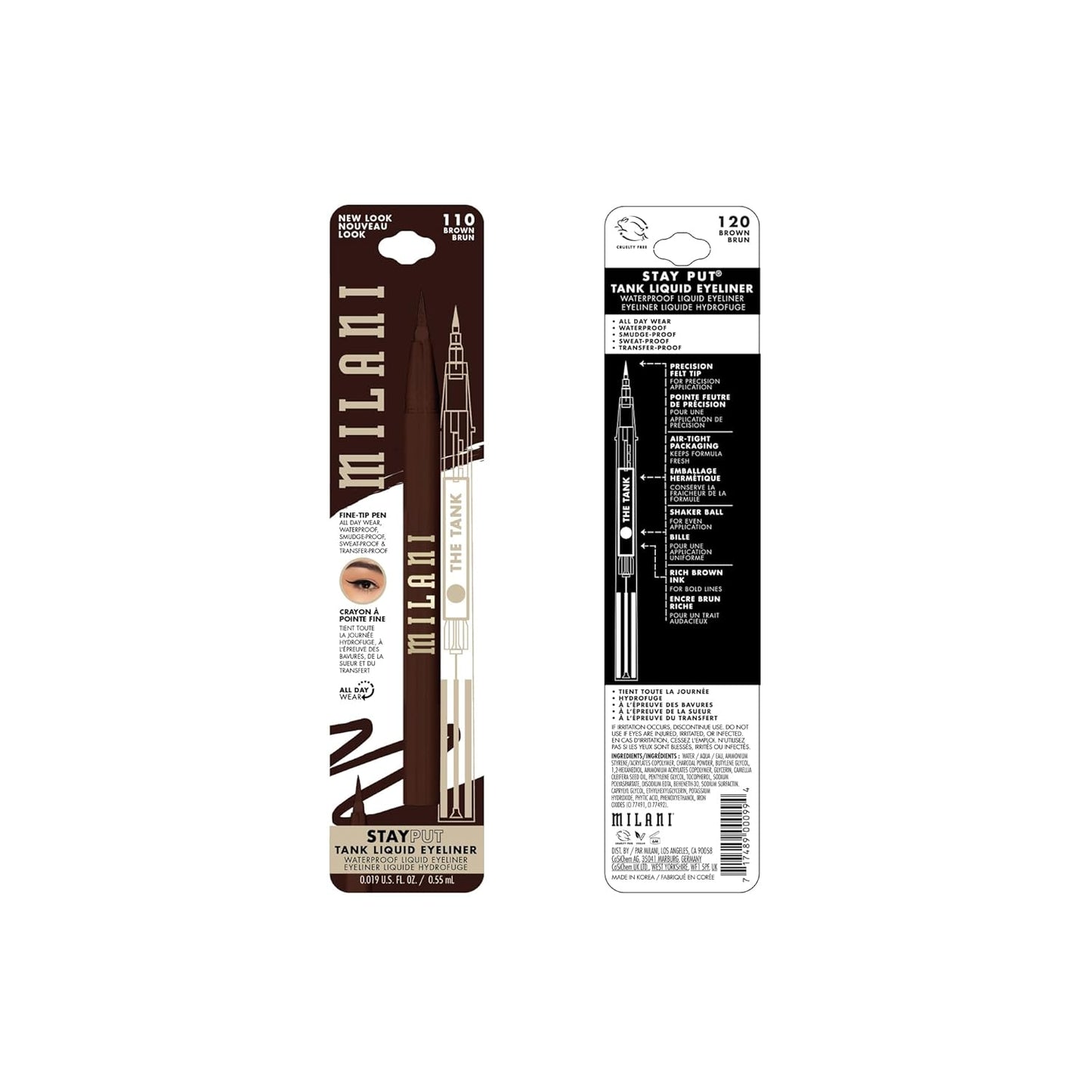 Milani The Tank Liquid Eyeliner - No-Skip Liquid Eyeliner Pen, Waterproof Formula, Makeup Pen, Long Lasting & Smudgeproof - 120 Brown