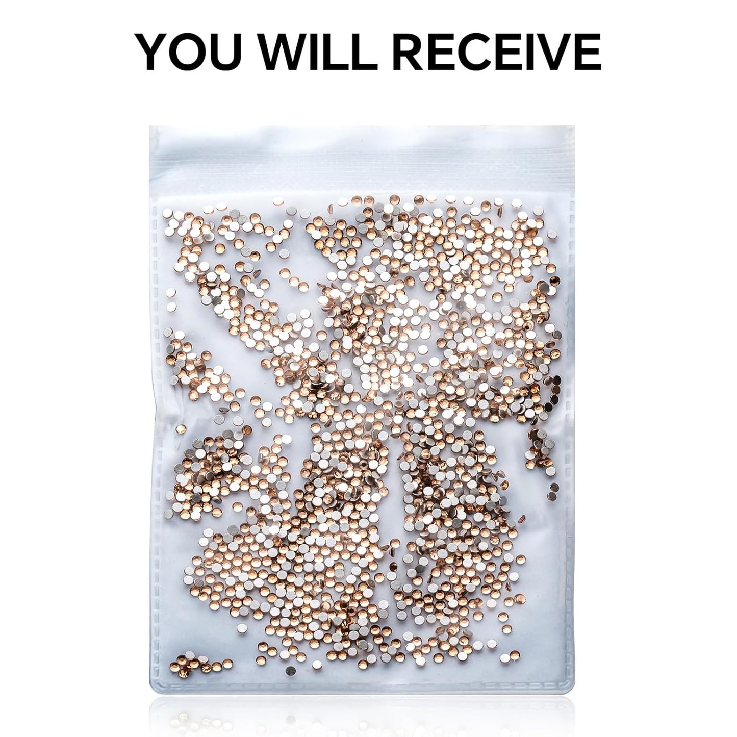 1440Pcs Champagne Crystal Rhinestones,Glass Flatback Rhinestones Small Gemstones for Nail Face Makeup Art Crafts Clothes Decoration -(SS8,2.4mm,Champagne)