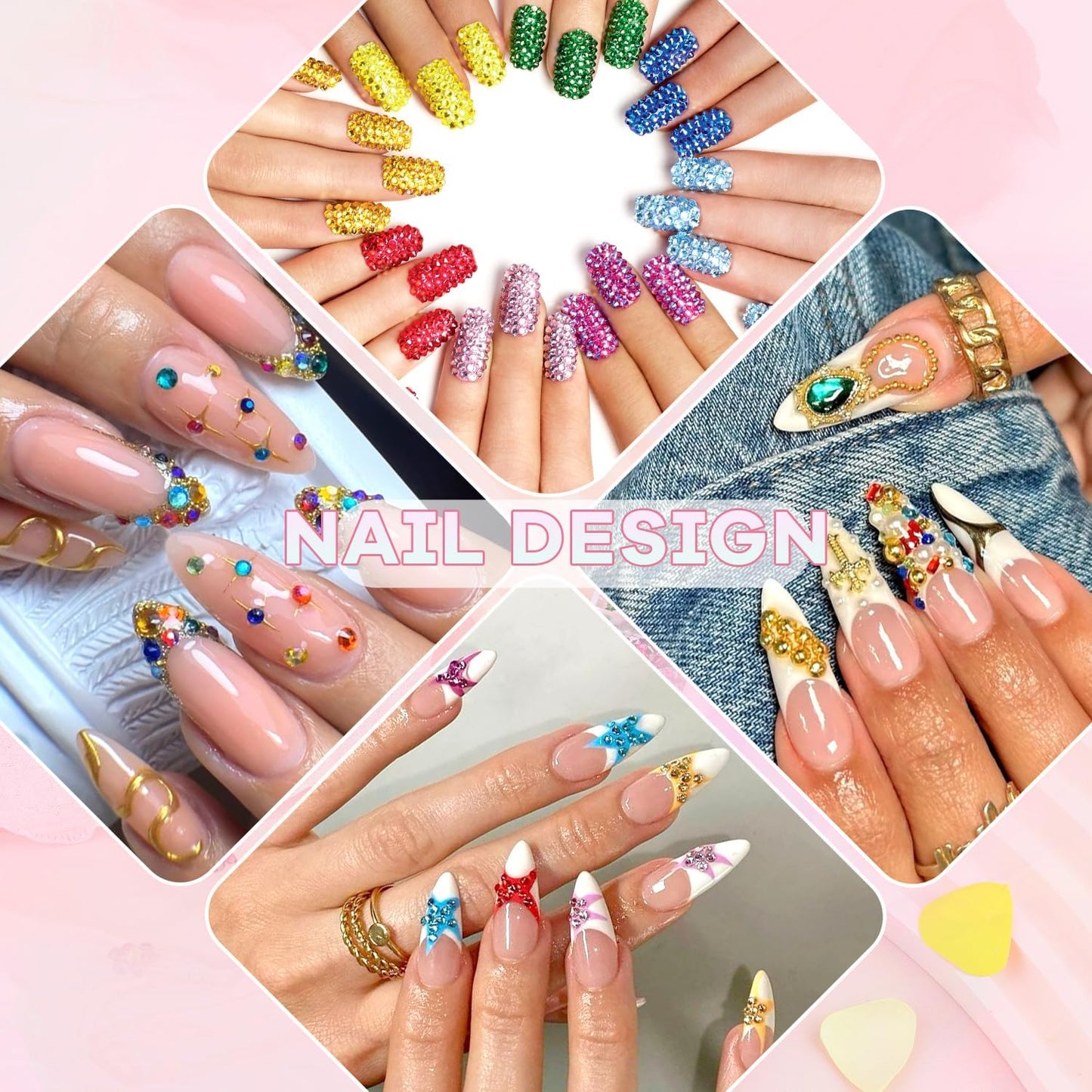 4200Pcs Glass Crystal Small Rhinestones for Nail Art, Colourful SS3-SS10 Flatback Bedazzling Gems, Nail Rhinestones and Gems Crystals Charms for Acrylic Tips Manicure Decor