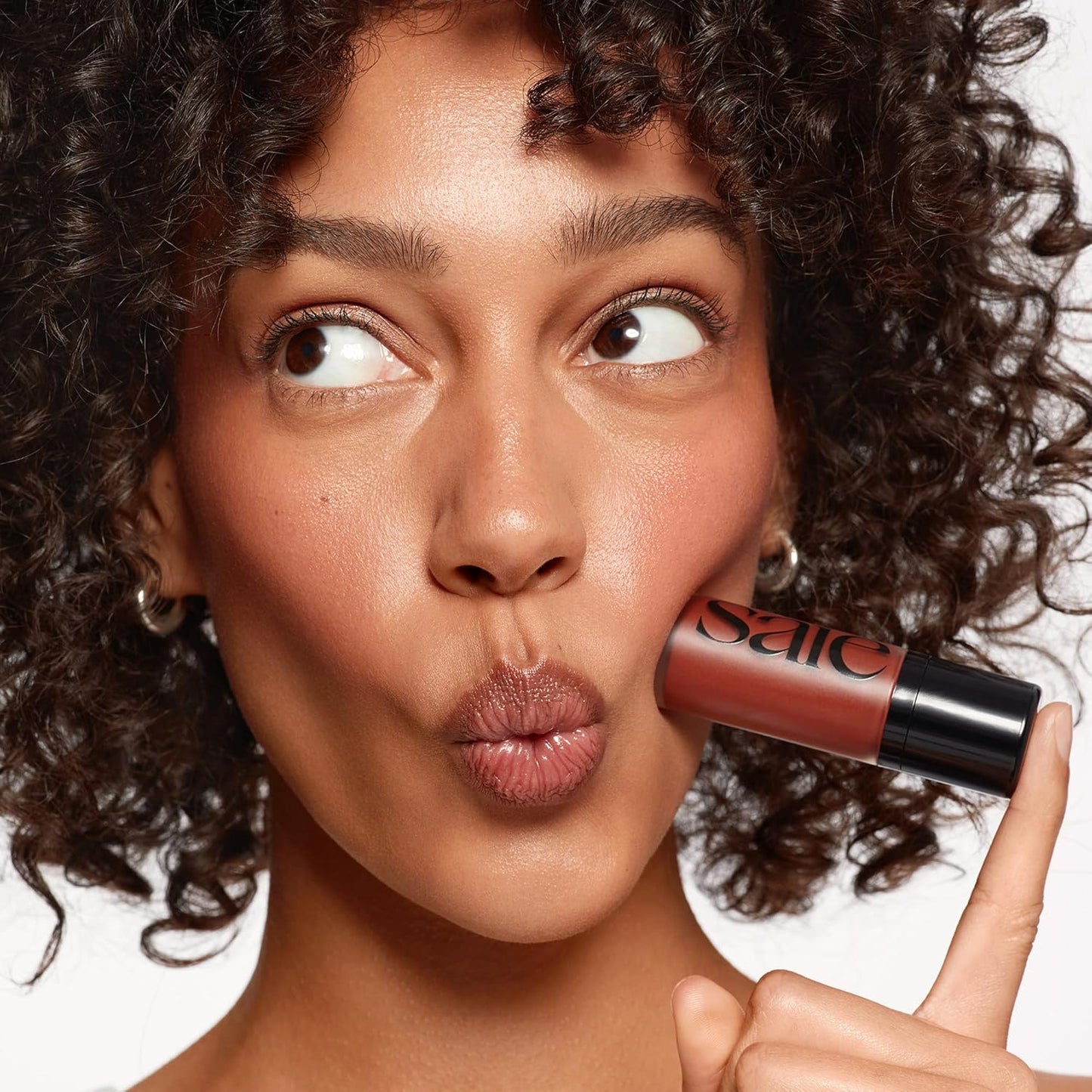 Saie Dew Liquid Blush for Cheeks - Hydrating Cream Blush Stick with a Blendable + Buildable Formula - Skincare Infused Dewy Cheek Tint for a Natural Flush - Glowy Makeup Essential - Spicy (.40 oz)