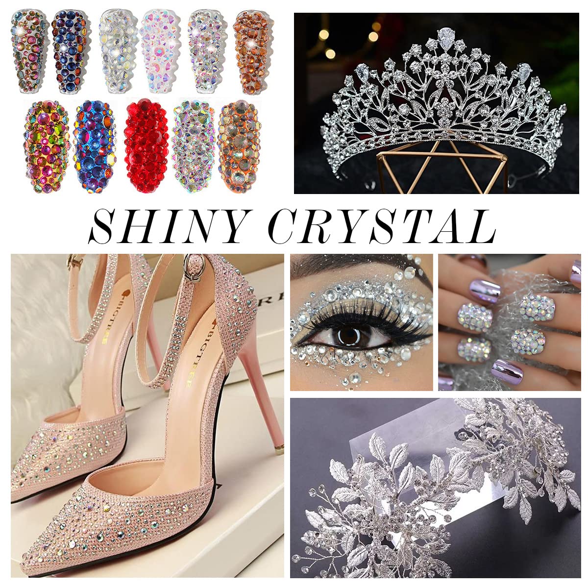 3000Pcs Silver Crystal Rhinestones,Glass Flatback Rhinestones Gemstones Mini for Nail Face Makeup Art Crafts Clothes Decoration -(SS6,2.0mm,Silver)