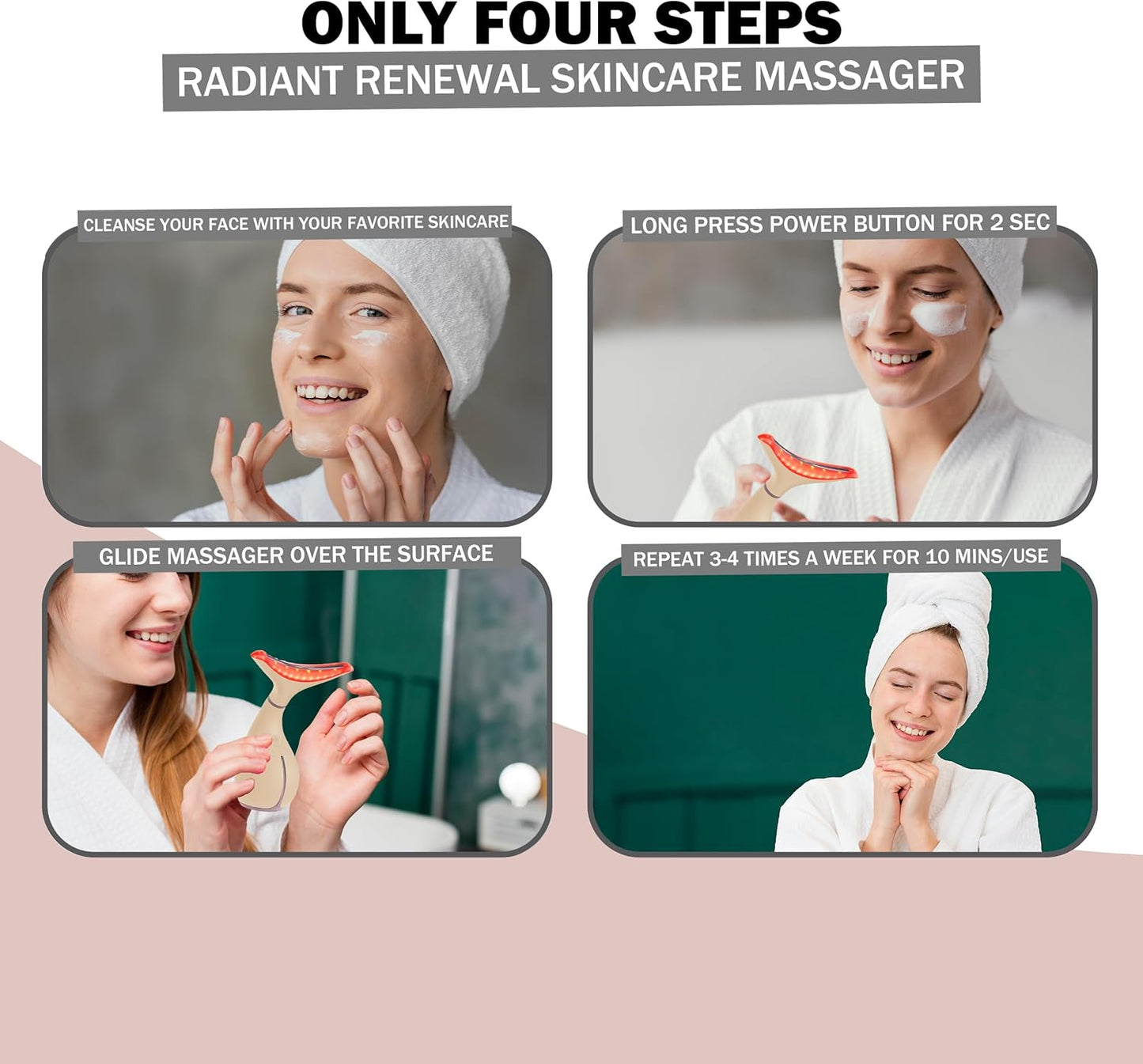 GLO24K 7 Color Beauty Device – Triple LED Action & Vibration Technology Facial and Neck Massager