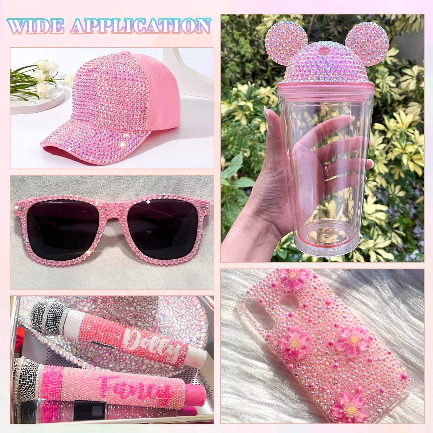 30000Pcs Resin Light Pink AB Rhinestones for Bedazzling Crafting with b7000 Jewelry Glue, Bulk Flatback Gems Bedazzler Kit for Crafts Clothes Shoes Fabric Nail Diamond Art, Assorted Size 2/3/4/5/6mm