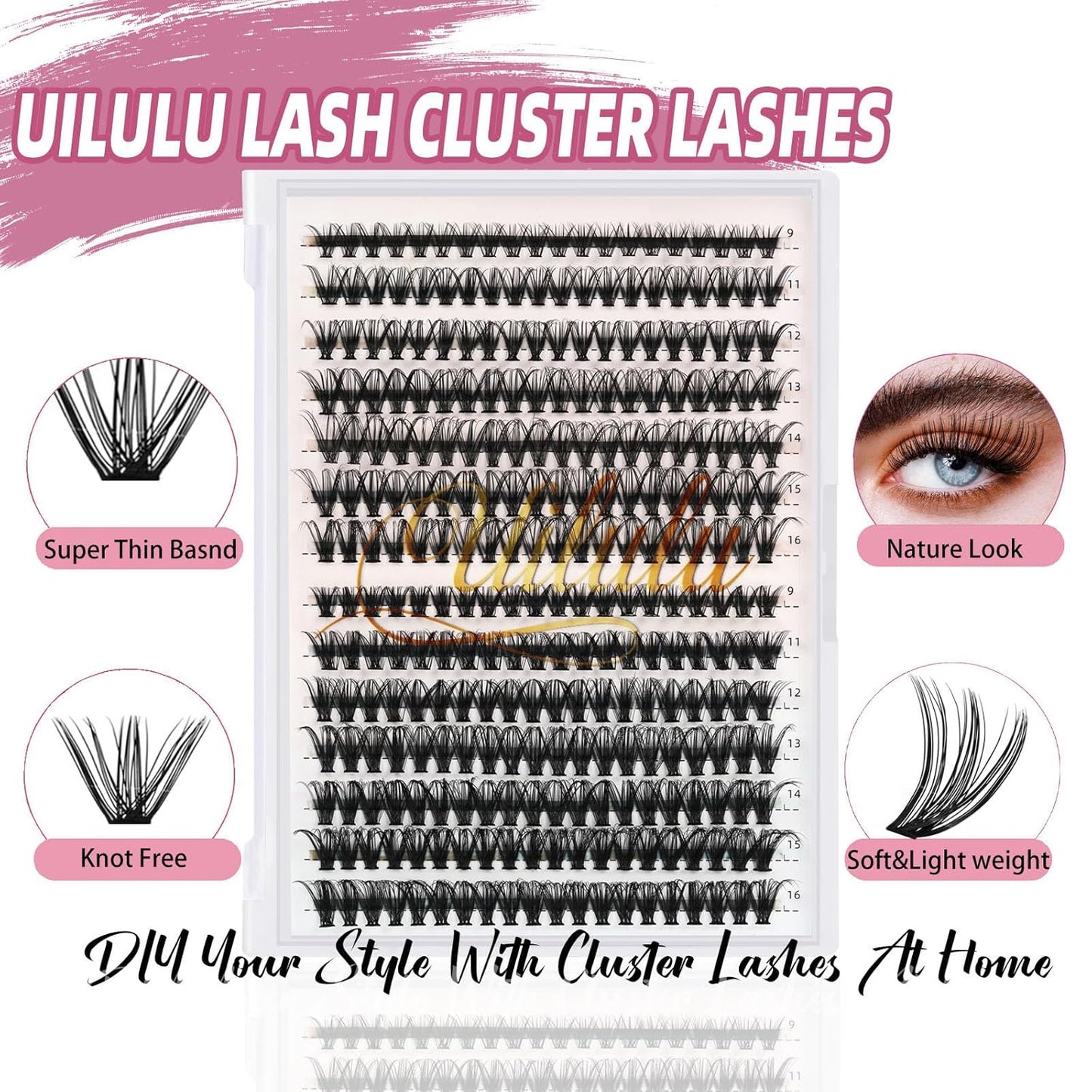 Lash Clusters Individual Lashes D Curl 30+40D 0.07D 9-16 MIX 280 Clusters Lashes DIY Lash Extensions at Home False Lashes Wispy Eye Lash Clusters